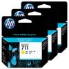 HP 711 TRIPACK CARTUS YELLOW NR.711 CZ136A ORIGINAL PENTRU HP DESIGNJET T120